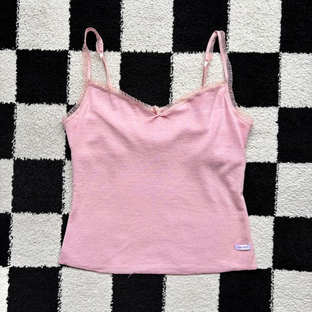 DKNY Pastel Pink Coquette Tank Top L